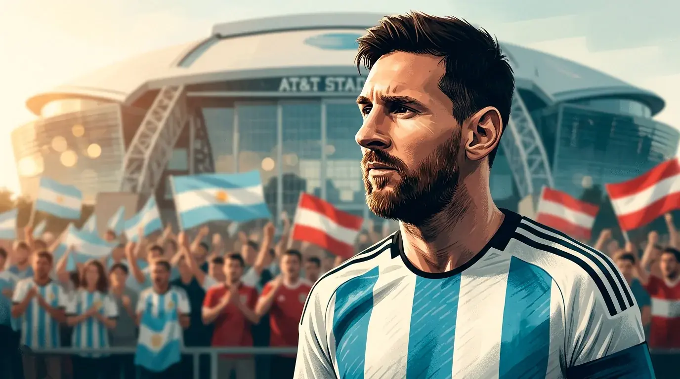 Lionel Messi im hellblauen Argentinien-Trikot vor dem WM-2026-Spiel gegen Österreich im AT&T Stadium