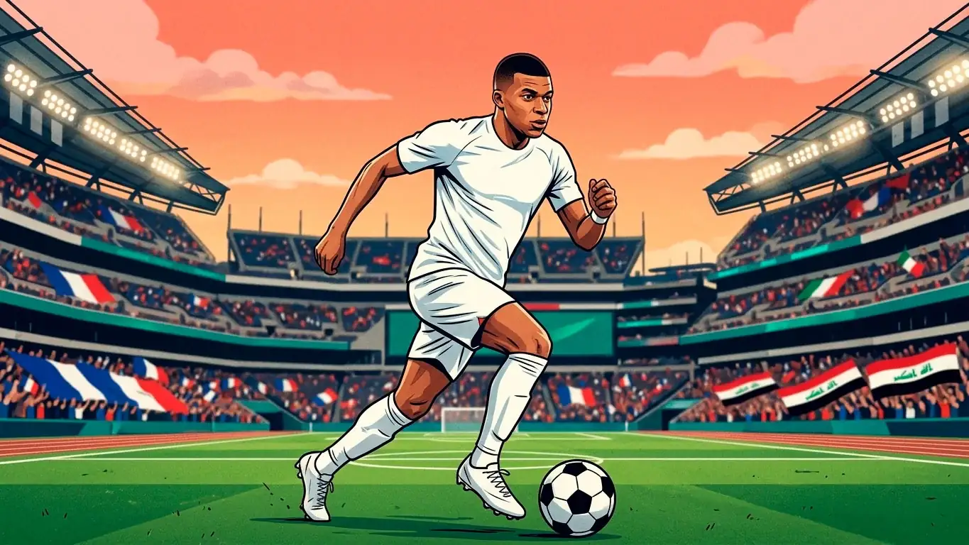 Kylian Mbappé im weißen Frankreich-Auswärtstrikot vor dem WM-2026-Spiel gegen Irak im Lincoln Financial Field
