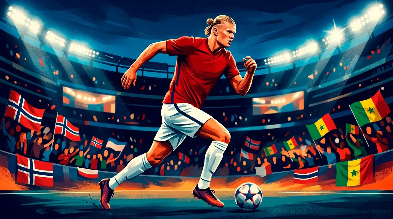 Erling Haaland im roten Norwegen-Heimtrikot vor dem WM-2026-Spiel gegen Senegal im MetLife Stadium